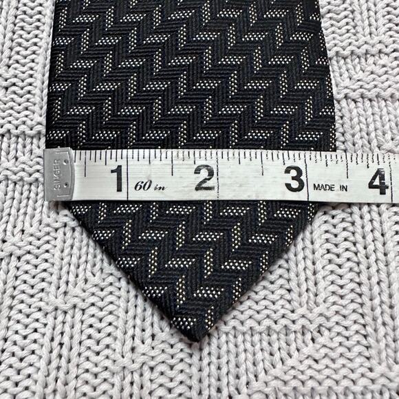 Barney\'s New York black monotone geometric Italian silk tie